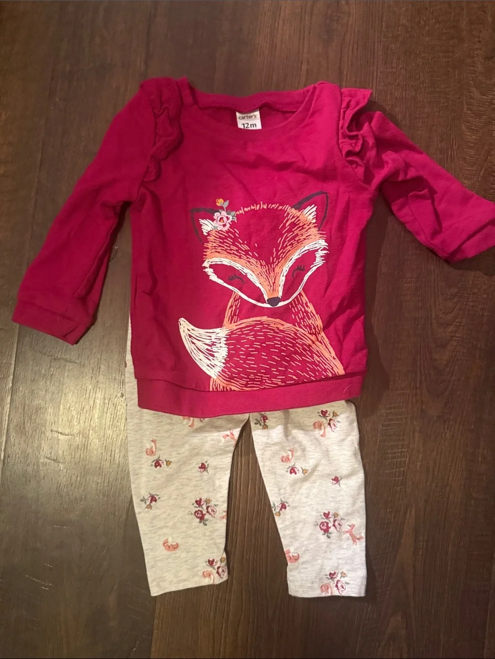 Carter's Girls Fox Graphic Set and Bow Print Sweatshirt Set